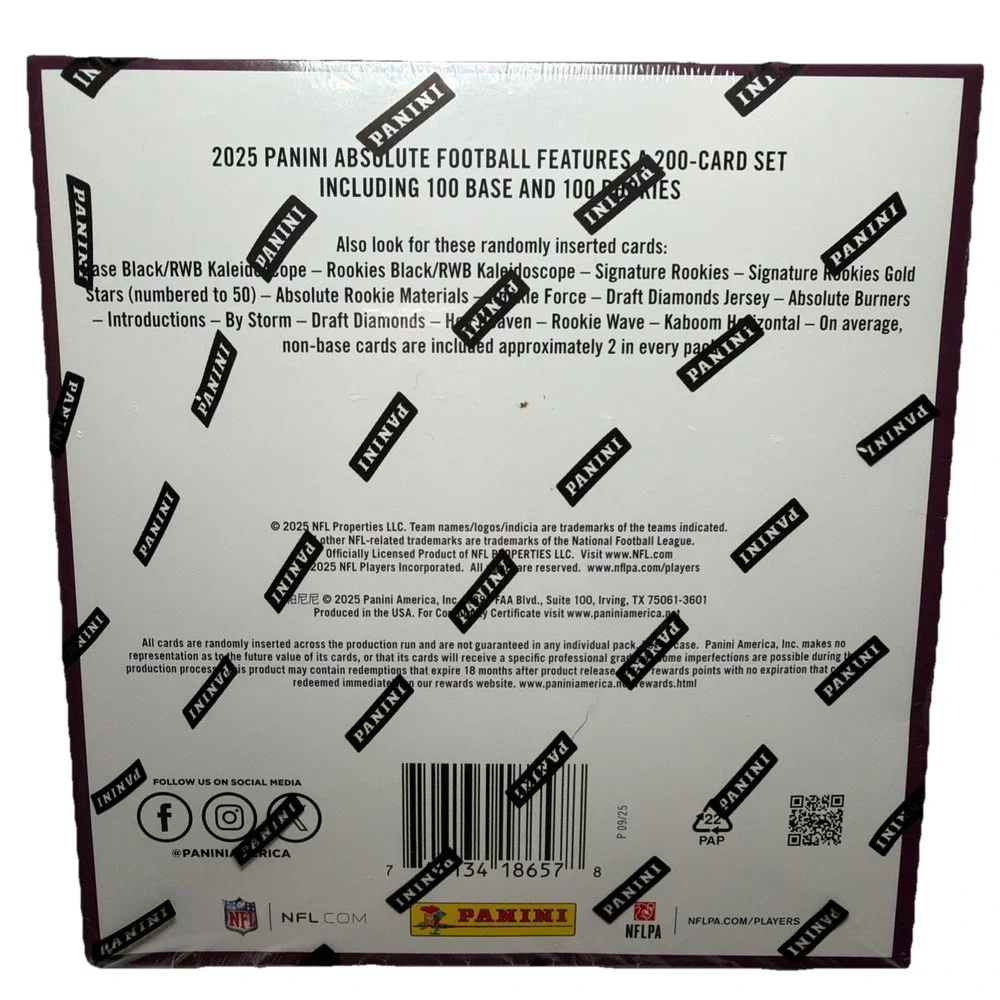 2025 Panini Absolute Football Mega Box NFL Trading Cards 42 Cards / Box